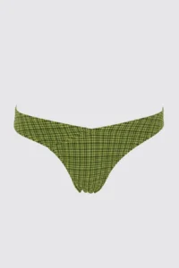 TRENDYOLMİLLA Green Plaid Patterned V Cut Regular Low Waist Bikini Bottom - Image 6