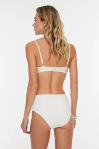 TRENDYOLMİLLA Ecru textured Covered with accessories High Waist Regular Bikini Bottom - Image 8