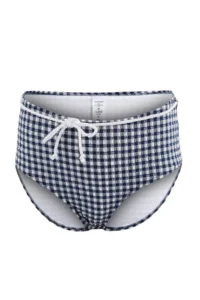 TRENDYOLMİLLA Dark Navy textured Covered with accessories High Waist Regular Bikini Bottom