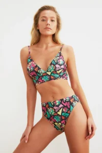 TRENDYOLMİLLA Geometric Patterned hipster High Waist Bikini Bottom - Image 2
