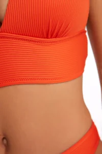 TRENDYOLMİLLA Orange textured Triangle Push Up Bikini Top - Image 4