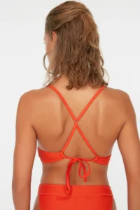 TRENDYOLMİLLA Orange textured Triangle Push Up Bikini Top - Image 5