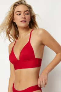 TRENDYOLMİLLA Rejection textured Triangle Push Up Bikini Top - Image 3