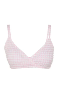 TRENDYOLMİLLA Powder Pink Plaid textured Triangle Covered Bikini Top - Image 5