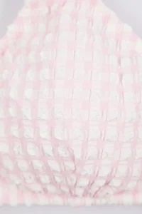TRENDYOLMİLLA Powder Pink Plaid textured Triangle Covered Bikini Top - Image 7