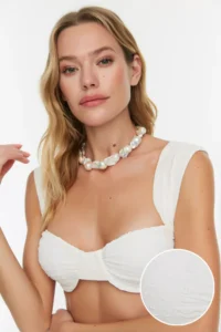 TRENDYOLMİLLA Ecru balconette Covered Bikini Top