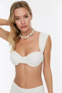 TRENDYOLMİLLA Ecru balconette Covered Bikini Top - Image 4