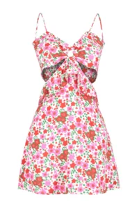 TRENDYOLMİLLA beachwear flower patterned Weaving Cut Out Mini Dress - Image 6
