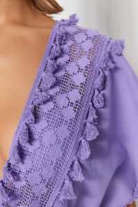 TRENDYOLMİLLA beachwear 100% Cotton Lilac Weaving Embroidered Mini Dress - Image 4