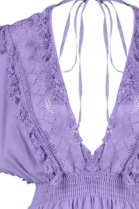 TRENDYOLMİLLA beachwear 100% Cotton Lilac Weaving Embroidered Mini Dress - Image 7