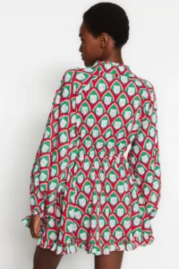 TRENDYOLMİLLA beachwear 100% Cotton Geometric Patterned Weaving Mini Dress - Image 6