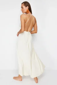TRENDYOLMİLLA beachwear Ecru Knitting slit Maxi Dress - Image 2
