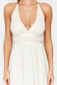 TRENDYOLMİLLA beachwear Ecru Knitting slit Maxi Dress - Image 4