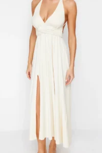 TRENDYOLMİLLA beachwear Ecru Knitting slit Maxi Dress - Image 5