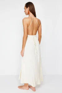 TRENDYOLMİLLA beachwear Ecru Knitting slit Maxi Dress - Image 6