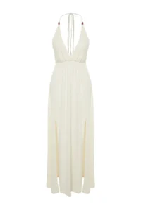 TRENDYOLMİLLA beachwear Ecru Knitting slit Maxi Dress - Image 7