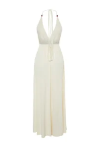 TRENDYOLMİLLA beachwear Ecru Knitting slit Maxi Dress - Image 9