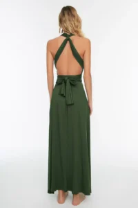 TRENDYOLMİLLA beachwear Khaki Knitting Binding Detailed Maxi Dress - Image 4