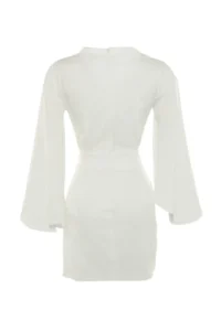 TRENDYOLMİLLA beachwear White Weaving Binding Detailed Mini Dress - Image 8