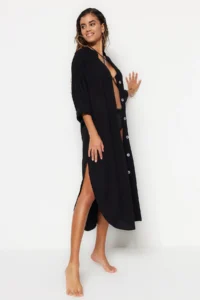 TRENDYOLMİLLA beachwear Black Weaving slit Midi Dress - Image 2