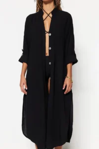 TRENDYOLMİLLA beachwear Black Weaving slit Midi Dress - Image 4