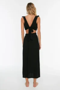 TRENDYOLMİLLA Black Weaving Accessory Detailed Maxi Beach Dress - Image 5