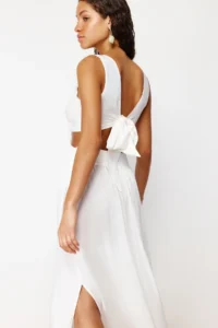 TRENDYOLMİLLA beachwear Ecru Weaving Accessory Detailed Maxi Dress - Image 2