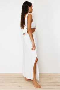 TRENDYOLMİLLA beachwear Ecru Weaving Accessory Detailed Maxi Dress - Image 3