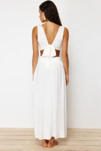 TRENDYOLMİLLA beachwear Ecru Weaving Accessory Detailed Maxi Dress - Image 6
