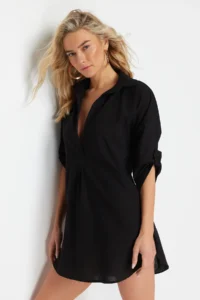 TRENDYOLMİLLA beachwear Black Weaving Mini Dress