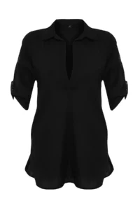 TRENDYOLMİLLA beachwear Black Weaving Mini Dress - Image 6