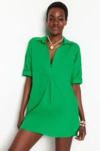 TRENDYOLMİLLA Light Green Weaving Beach Mini Dress - Image 3