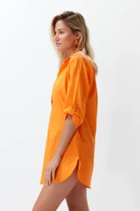 TRENDYOLMİLLA Orange Weaving Beach Mini Dress - Image 2
