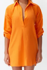 TRENDYOLMİLLA Orange Weaving Beach Mini Dress - Image 3