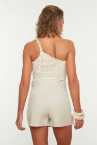TRENDYOLMiLLA beachwear Beige Weaving Arched Super High Waist Mini Shorts & Bermuda - Image 6
