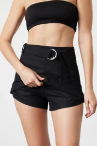 TRENDYOLMiLLA Black Weaving Arched Beach Mini Super High Waist Shorts & Bermuda - Image 5