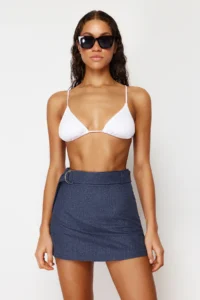TRENDYOLMiLLA Mavi Weaving Arched Beach Mini Super High Waist Shorts & Bermuda - Image 2