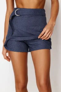 TRENDYOLMiLLA Mavi Weaving Arched Beach Mini Super High Waist Shorts & Bermuda - Image 4