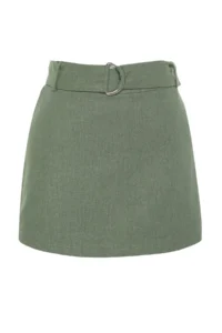 TRENDYOLMiLLA Khaki Weaving Arched Beach Mini Super High Waist Shorts & Bermuda - Image 7