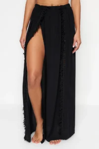 TRENDYOLMiLLA Black Weaving slit Maxi Beach Skirt - Image 4