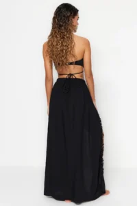 TRENDYOLMiLLA Black Weaving slit Maxi Beach Skirt - Image 6