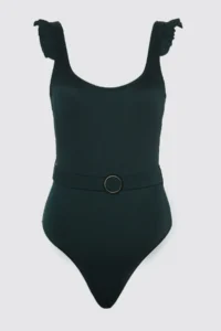 TRENDYOLMİLLA Green Arched U-Neck Covered Regular Swimsuit - Image 7