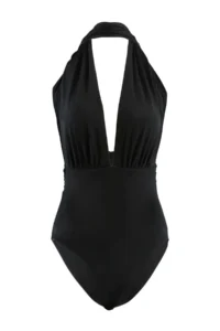 TRENDYOLMİLLA Black Drapeli Deep V-neck Covered hipster Swimsuit - Image 7