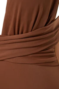 TRENDYOLMİLLA Brown Drapeli Deep V-neck Covered hipster Swimsuit - Image 7