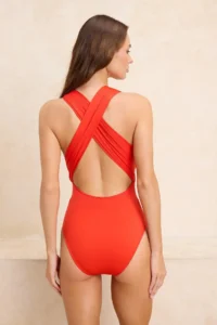 TRENDYOLMİLLA Rejection Drapeli Deep V-neck Covered hipster Swimsuit - Image 4