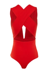 TRENDYOLMİLLA Rejection Drapeli Deep V-neck Covered hipster Swimsuit - Image 7