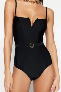 TRENDYOLMİLLA Black Arched Strapless Covered hipster Swimsuit - Image 3