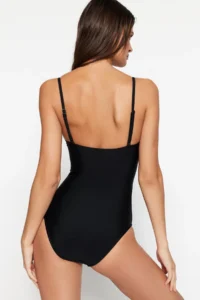 TRENDYOLMİLLA Black Arched Strapless Covered hipster Swimsuit - Image 5