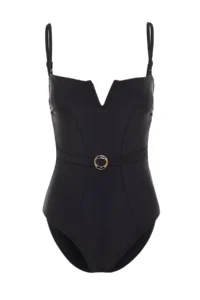 TRENDYOLMİLLA Black Arched Strapless Covered hipster Swimsuit - Image 6