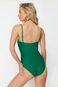 TRENDYOLMİLLA Emerald Green Arched Strapless Covered hipster Swimsuit - Image 5